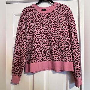 #168 RAILS PINK ANIMAL PRINT CREWNECK SWEATSHIRT SIZE LARGE